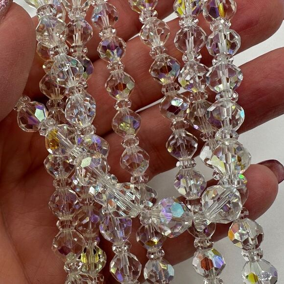 54" vintage Aurora Borealis (AB) crystal necklace! - Picture 3 of 14